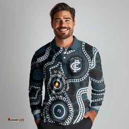 Carlton NAIDOC Week 2026 Personalised Long Sleeve Polo Shirt 50 Years of Deadly Aboriginal Art LT14