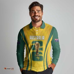 Australia Socceroos Custom Long Sleeve Polo Shirt 2026 Forever Golden LT7