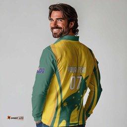 Australia Socceroos Custom Long Sleeve Polo Shirt 2026 Forever Golden LT7
