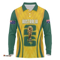 Australia Socceroos Custom Long Sleeve Polo Shirt 2026 Forever Golden LT7