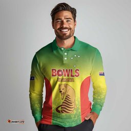 Australian Tasmania Lawn Bowls Custom Long Sleeve Polo Shirt Aussie Minimalist Style LT9
