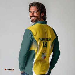 Custom Australia Cricket Long Sleeve Polo Shirt Go Champions Aussie LT14