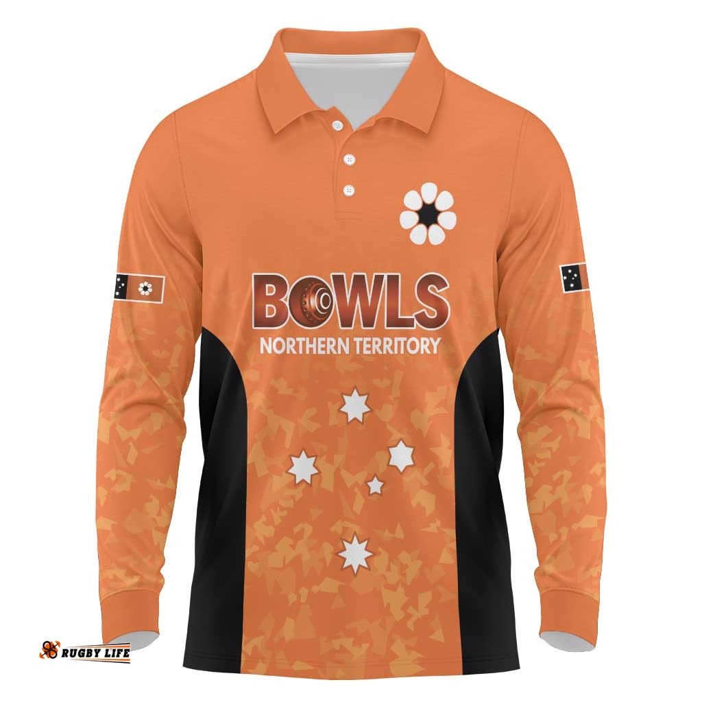 Australian Northern Territory Lawn Bowls Custom Long Sleeve Polo Shirt Aussie Minimalist Style LT9