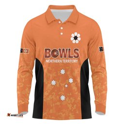 Australian Northern Territory Lawn Bowls Custom Long Sleeve Polo Shirt Aussie Minimalist Style LT9