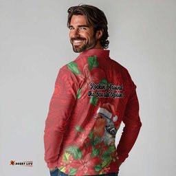 Australian Scarlet Robin Long Sleeve Polo Shirt Aboriginal Inspired Christmas LT9