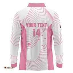 Custom Bowls Australia Breast Cancer Long Sleeve Polo Shirt Pink Ribbon Curve Sporty LT14