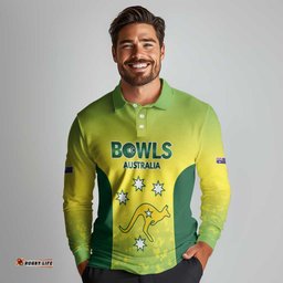 Australian Kangaroo Lawn Bowls Custom Long Sleeve Polo Shirt Aussie Minimalist Style LT9