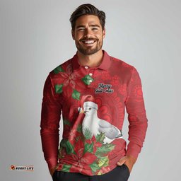 Australian Silver Gull Long Sleeve Polo Shirt Aboriginal Inspired Christmas LT9