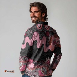 Australia NAIDOC Week 2026 Long Sleeve Polo Shirt Aboriginal Contemporary Art LT7