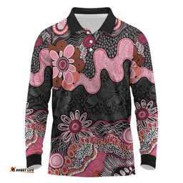 Australia NAIDOC Week 2026 Long Sleeve Polo Shirt Aboriginal Contemporary Art LT7