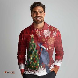 Australia Palm Cockatoo Christmas Long Sleeve Polo Shirt Goliath Cockatoo Santa Merry Chrissie LT14