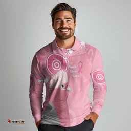 Australia Breast Cancer Awareness Long Sleeve Polo Shirt Galah Faith Hope Love Pink Month LT14