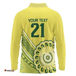 Custom Cricket Aussie Pride Long Sleeve Polo Shirt Aboriginal Dot Art Cricket LT9