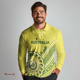 Custom Cricket Aussie Pride Long Sleeve Polo Shirt Aboriginal Dot Art Cricket LT9