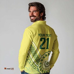 Custom Cricket Aussie Pride Long Sleeve Polo Shirt Aboriginal Dot Art Cricket LT9