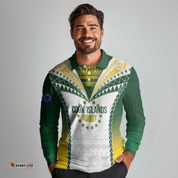 Cook Islands Rugby Custom Long Sleeve Polo Shirt Kuki's Aitu Champions LT7