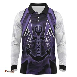 Custom Fremantle Football Long Sleeve Polo Shirt Dockers Anchor Sporty Style DT05