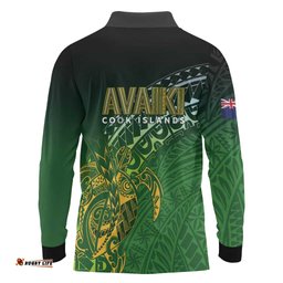 Cook Islands Rugby Kuki Avaiki Long Sleeve Polo Shirt Tribal Turtle LT7