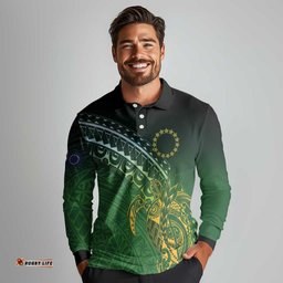 Cook Islands Rugby Kuki Avaiki Long Sleeve Polo Shirt Tribal Turtle LT7