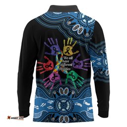Autism Awareness Australia Indigenous Long Sleeve Polo Shirt We All Have Different Abilities LT14