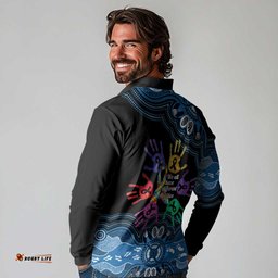 Autism Awareness Australia Indigenous Long Sleeve Polo Shirt We All Have Different Abilities LT14