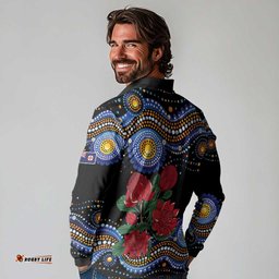 Australia New South Wales Waratahs Long Sleeve Polo Shirt Aboriginal Dot Art LT9
