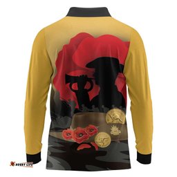 Australia Two-up Pennies ANZAC Day Long Sleeve Polo Shirt Slouch Hat Last Post With Poppy LT14