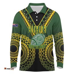 Custom Avaiki Cook Islands Rugby Long Sleeve Polo Shirt Kuki Airani Tatau Black LT14