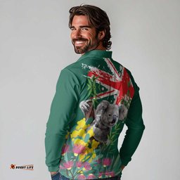 Australia Day Koala Long Sleeve Polo Shirt Aussie Aussie Aussie Oi Oi Oi National Color LT9