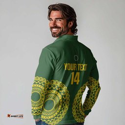 Custom Avaiki Cook Islands Rugby Long Sleeve Polo Shirt Kuki Airani Tatau Green LT14