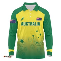 Custom Australia Cricket Long Sleeve Polo Shirt Go Champions Aussies LT05