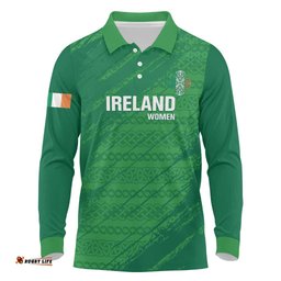 Custom Ireland Cricket Long Sleeve Polo Shirt Irish Celtic Knot - National Color LT14
