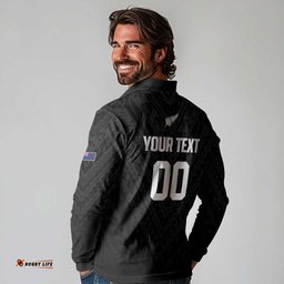 Custom Football New Zealand Long Sleeve Polo Shirt Aotearoa United Black Version LT01