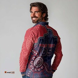 Custom Demons Football Long Sleeve Polo Shirt Aboriginal Dot Art Pattern DT05