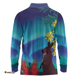 Australia Northern Lights Scenery Long Sleeve Polo Shirt LT7