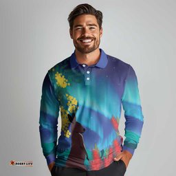 Australia Northern Lights Scenery Long Sleeve Polo Shirt LT7