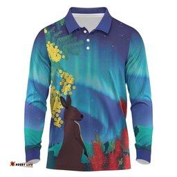 Australia Northern Lights Scenery Long Sleeve Polo Shirt LT7