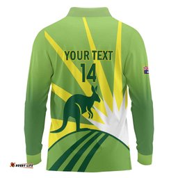 Custom Australia Cricket Long Sleeve Polo Shirt Go Champions Aussies LT14