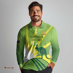 Custom Australia Cricket Long Sleeve Polo Shirt Go Champions Aussies LT14
