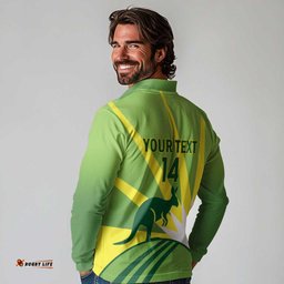 Custom Australia Cricket Long Sleeve Polo Shirt Go Champions Aussies LT14