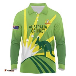 Custom Australia Cricket Long Sleeve Polo Shirt Go Champions Aussies LT14