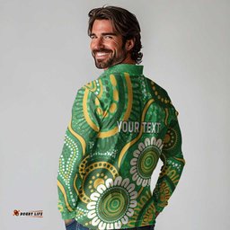 Bowls Australia Custom Long Sleeve Polo Shirt Aboriginal Art National Color LT14