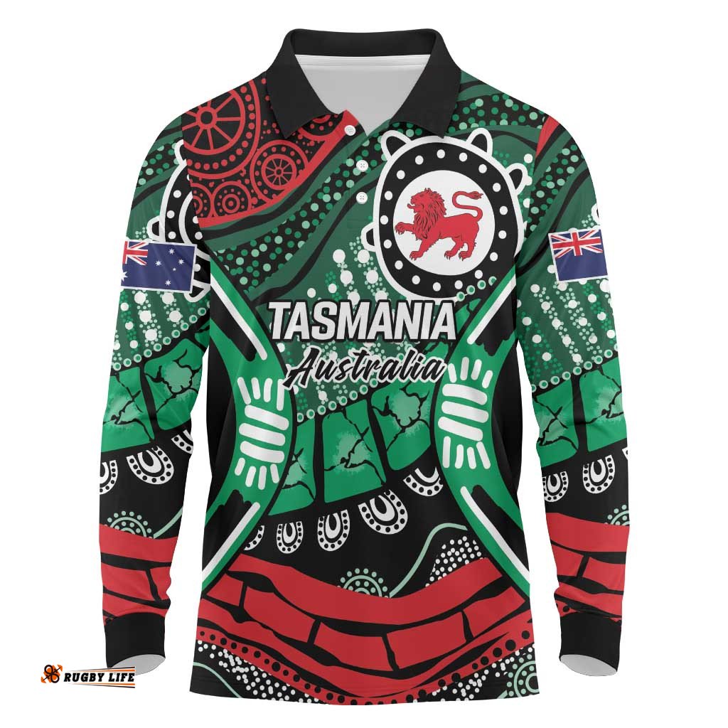Australia Tasmania State Long Sleeve Polo Shirt Ubertas et Fidelitas LT9