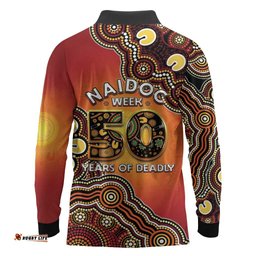 Australia Indigenous NAIDOC Week 2026 Long Sleeve Polo Shirt 50 Years Of Deadly LT05