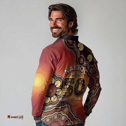 Australia Indigenous NAIDOC Week 2026 Long Sleeve Polo Shirt 50 Years Of Deadly LT05