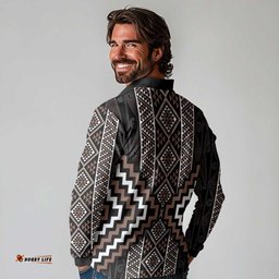 Classic Tukutuku Pattern Aotearoa Long Sleeve Polo Shirt Niho Taniwha and Puhoro Motifs LT7