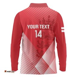 Custom England Cricket Long Sleeve Polo Shirt Go Champions Sporty Style LT14