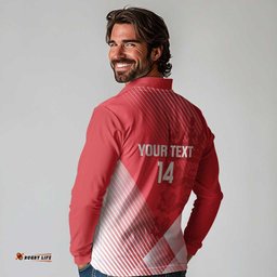 Custom England Cricket Long Sleeve Polo Shirt Go Champions Sporty Style LT14