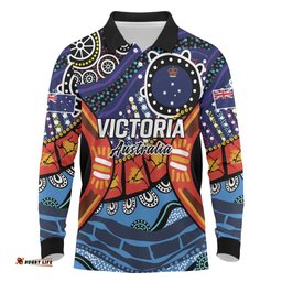 Australia Victoria State Long Sleeve Polo Shirt Peace and Prosperity LT9