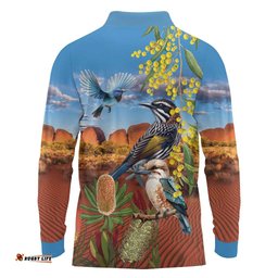 Australia Native Bird Uluru Ayers Rock Long Sleeve Polo Shirt LT9